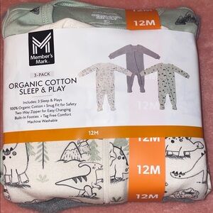 Organic Cotton Kids Pajamas - 3-Pack, Green and Cream